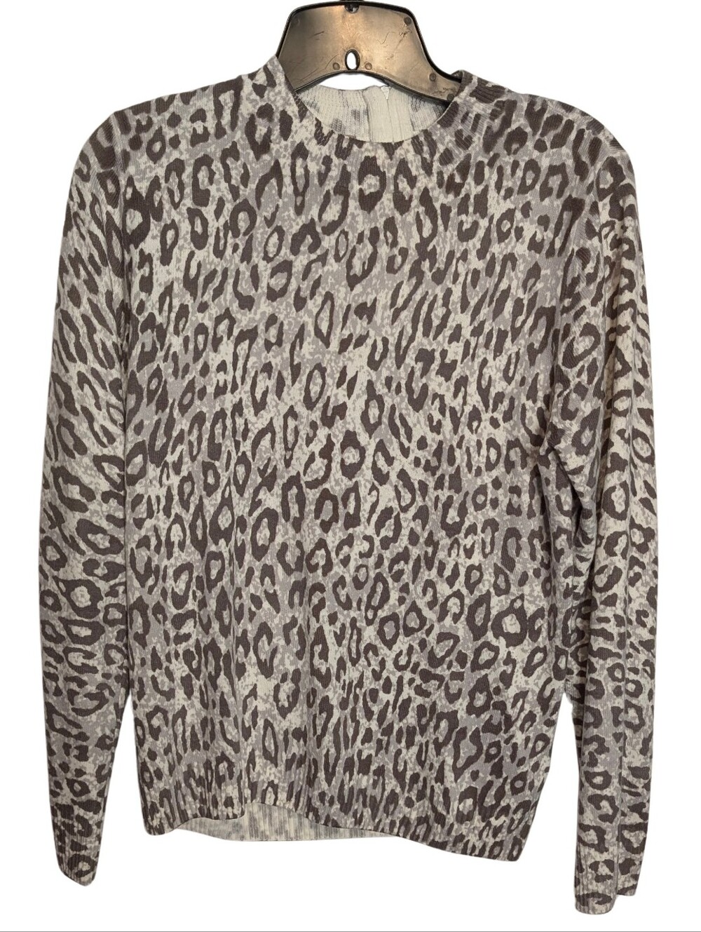 Kim Rogers Leopard Print Crewneck Sweater.Size Petite Large